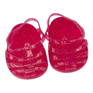 American Girl Jelly Shoes Pink Sparkle Glitter Strappy Doll Sandals New Ag Label